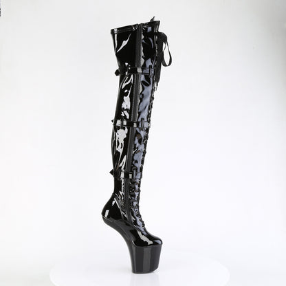 Pleaser CRAZE-3028 Black Lace-Up Platform Thigh High Boots - 8 Inch Heels