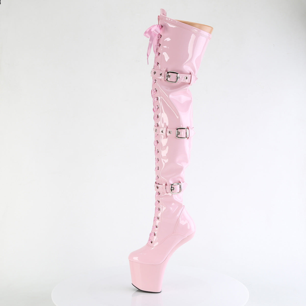 CRAZE-3028 Pleaser Baby Pink 8 Inch High Impact Thigh High Boots