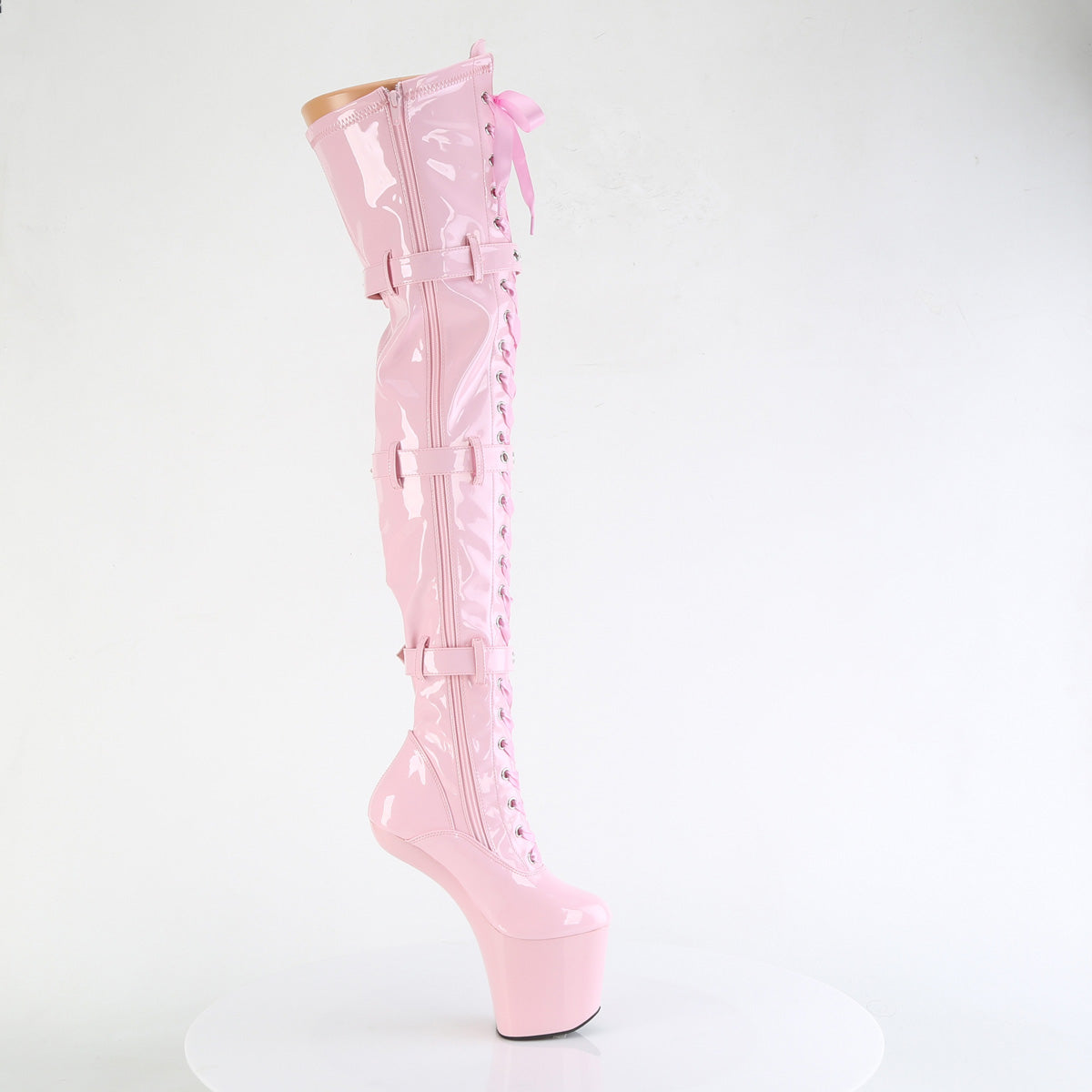 CRAZE-3028 Pleaser Baby Pink 8 Inch High Impact Thigh High Boots
