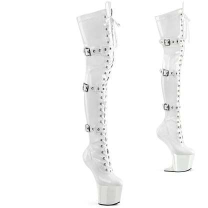 CRAZE-3028 White Pleaser Fetish Thigh Boots