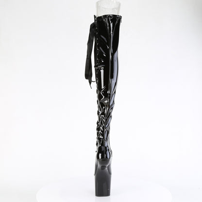 Pleaser CRAZE-3050 Black Lace-Up Platform Thigh High Boots - 8 Inch Heels