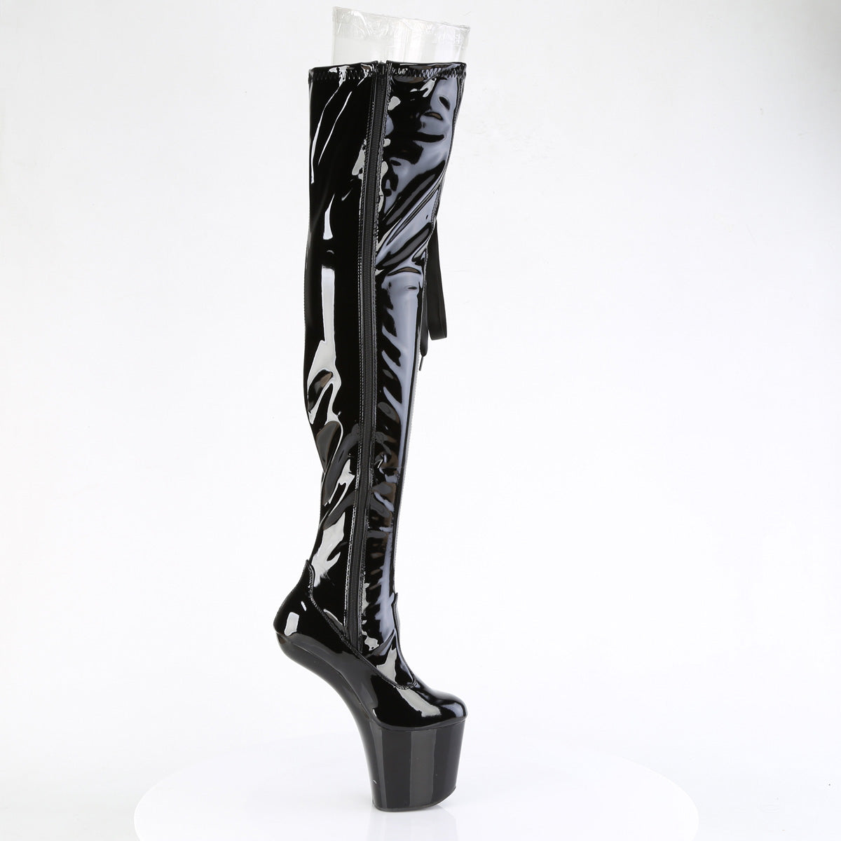 Pleaser CRAZE-3050 Black Lace-Up Platform Thigh High Boots - 8 Inch Heels