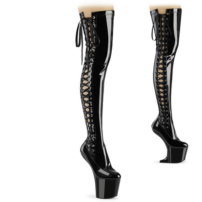 CRAZE-3050 Pleaser Black Patent Thigh High Boots Sexy Footwear