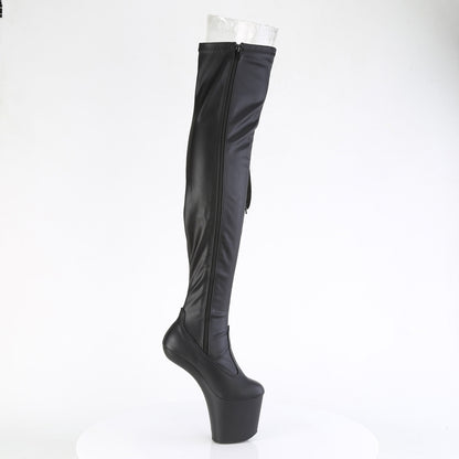 Pleaser CRAZE-3050 Black / Black Matte Lace-Up Platform Thigh High Boots - 8 Inch Heels