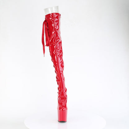 Pleaser CRAZE-3050 Red Lace-Up Platform Thigh High Boots - 8 Inch Heels