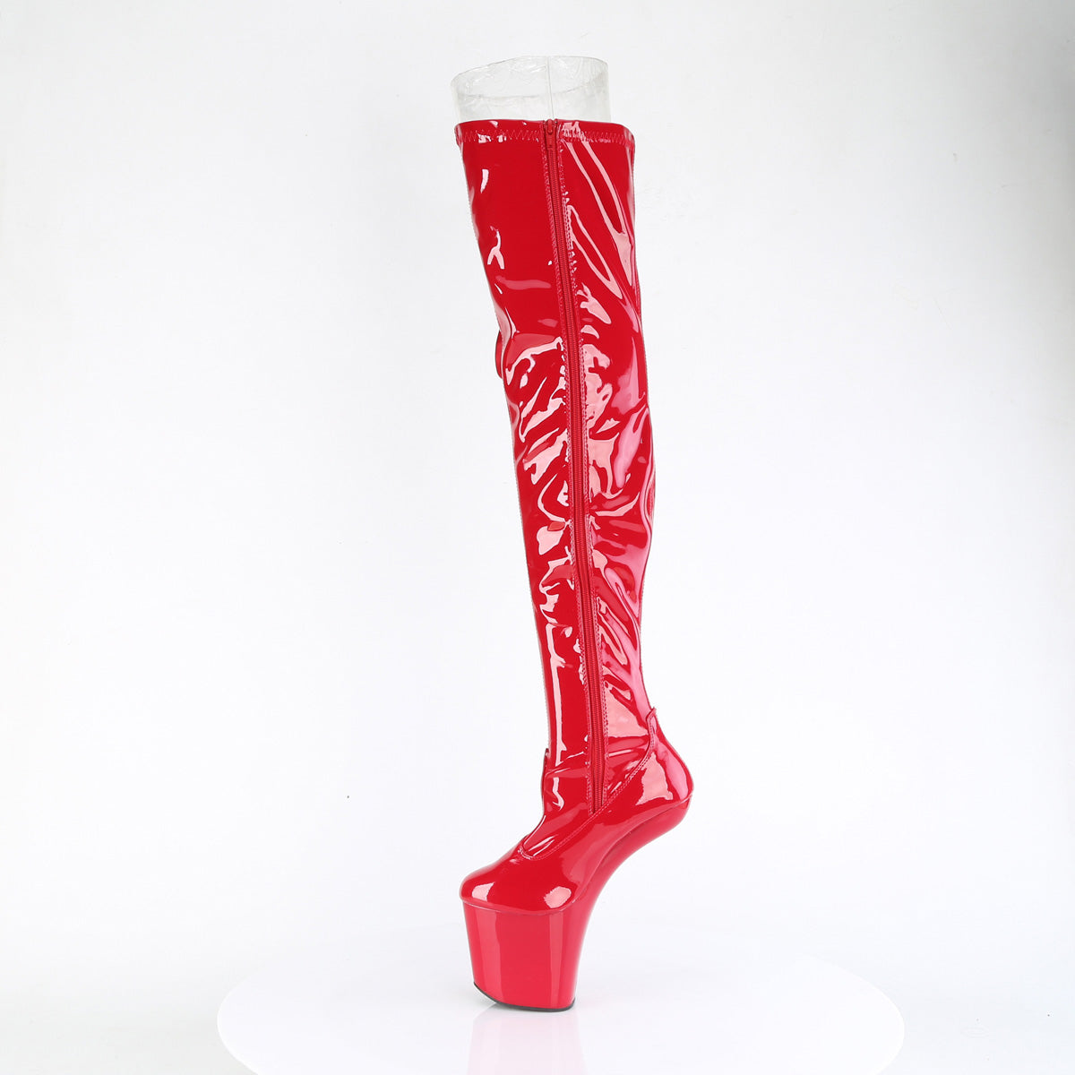 Pleaser CRAZE-3050 Red Lace-Up Platform Thigh High Boots - 8 Inch Heels