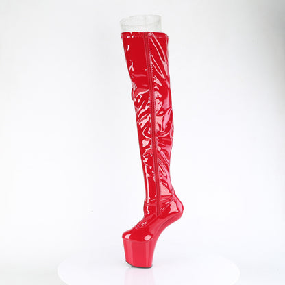 Pleaser CRAZE-3050 Red Lace-Up Platform Thigh High Boots - 8 Inch Heels
