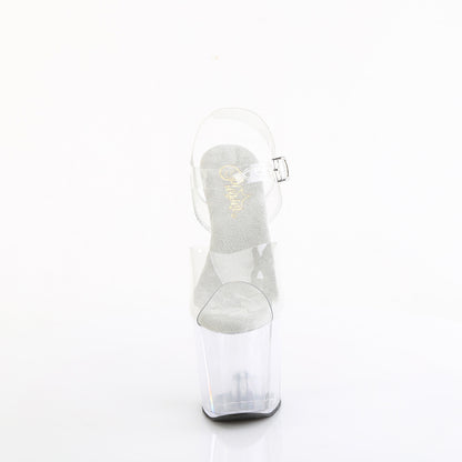 Pleaser CRAZE-808 Clear Platform Sandals - 8 Inch Heels
