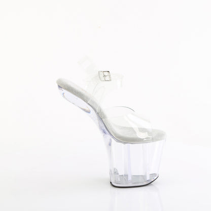 Pleaser CRAZE-808 Clear Platform Sandals - 8 Inch Heels