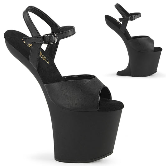 Pleaser CRAZE-809 Black / Black Matte Platform Sandals - 8 Inch Heels