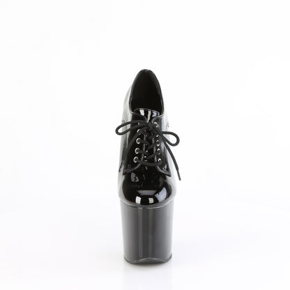 Pleaser CRAZE-860 Black Lace-Up Platform Oxford Shoes - 8 Inch Heels