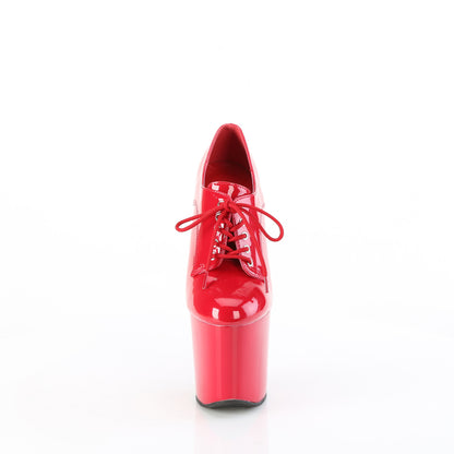 Pleaser CRAZE-860 Red Lace-Up Platform Oxford Shoes - 8 Inch Heels