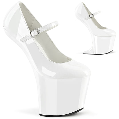 Pleaser CRAZE-880 White Platform Mary Jane Shoes - 8 Inch Heels