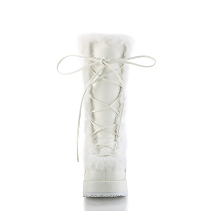 Demonia CUBBY-311 White Lace-Up Platform Mid Calf Boots