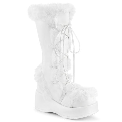CUBBY-311 Demonia Cult White Alternative Knee High Boots Wht Vegan Leather