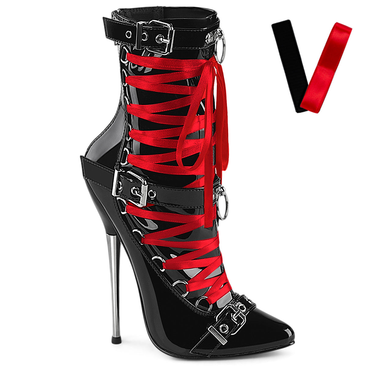 DAGGER-1032 Devious Black 6.3 Inch Fetish Heels Blk Pat