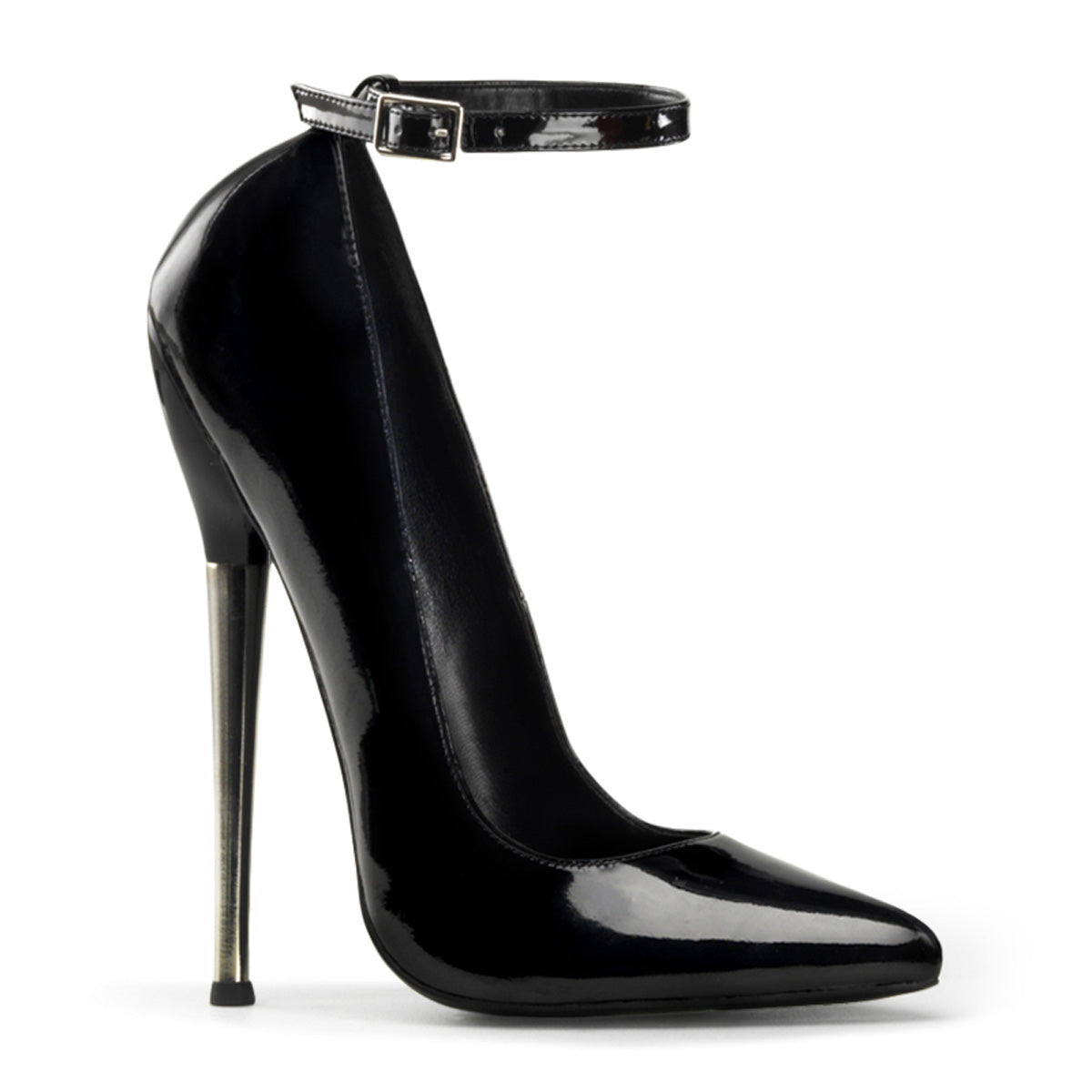 DAGGER-12 Devious Black 6.3 Inch Fetish Heels Blk Pat