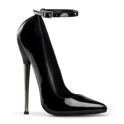DAGGER-12 Devious Black 6.3 Inch Fetish Heels Blk Pat