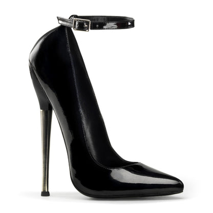 Devious DAGGER-12 Black Court Shoes - 6 1/4 Inch Heels