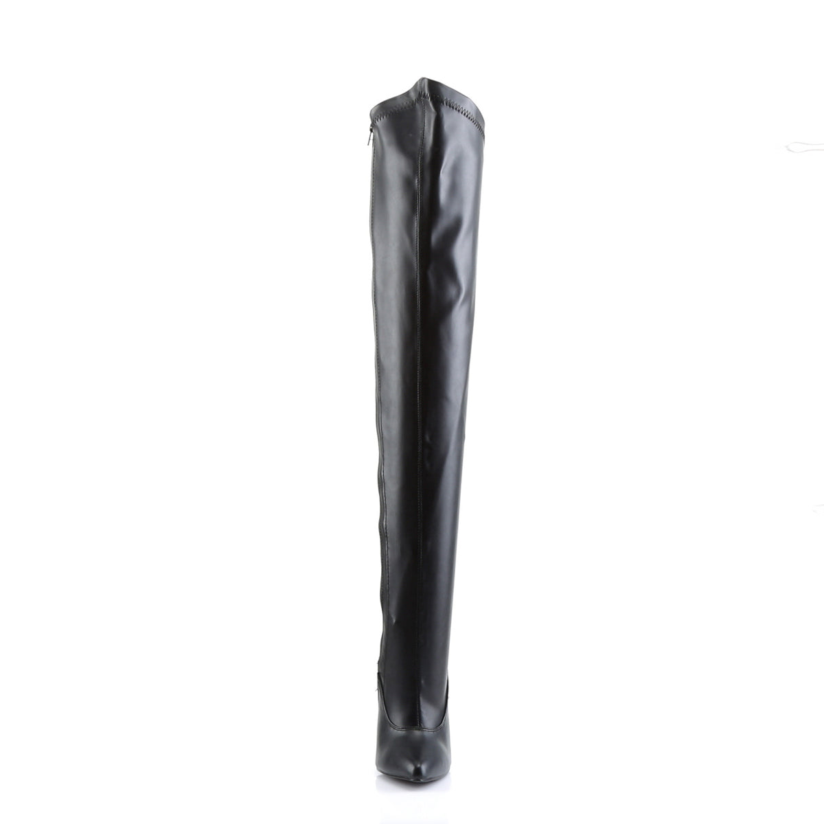 dagger 3060 devious fetish shoes black faux leather back lace up thigh high length boots