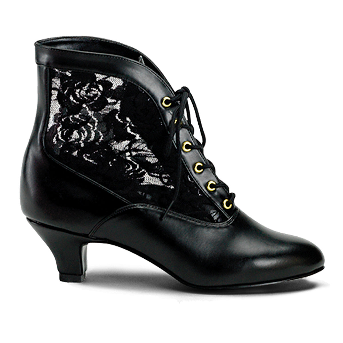 Funtasma DAME-05 Black -Lace Ankle Boots - 2 Inch Heels