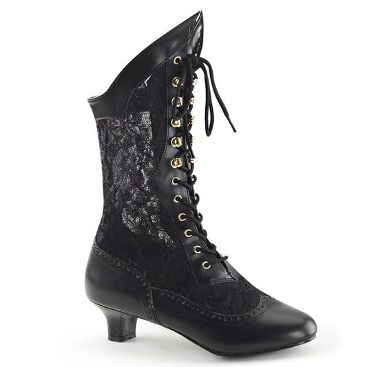 Funtasma DAME-115 Black -Lace Ankle Boots - 2 Inch Heels