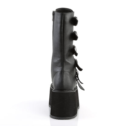 Demonia DAMNED-225 Black Lace-Up Platform Mid Calf Boots