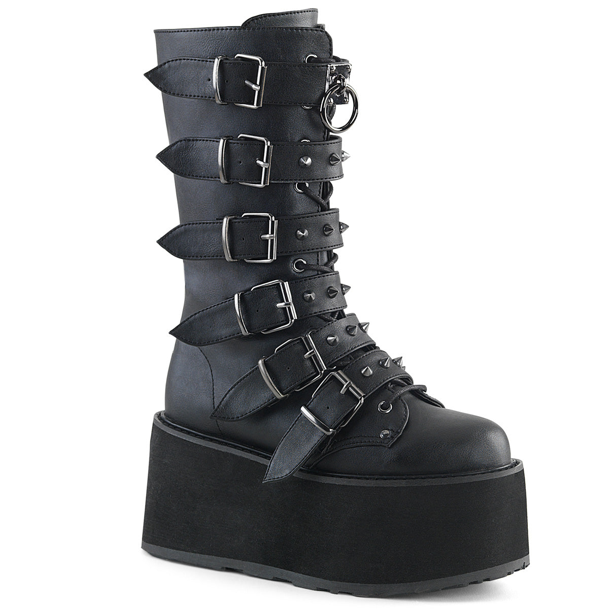 DAMNED-225 Demonia Cult Black Alternative Knee High Boots Blk Vegan Leather