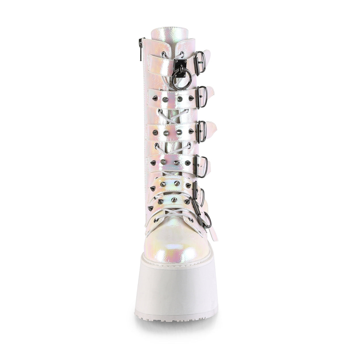 DAMNED-225 Demonia Cult Pearl Iridescent Alternative Knee High Boots