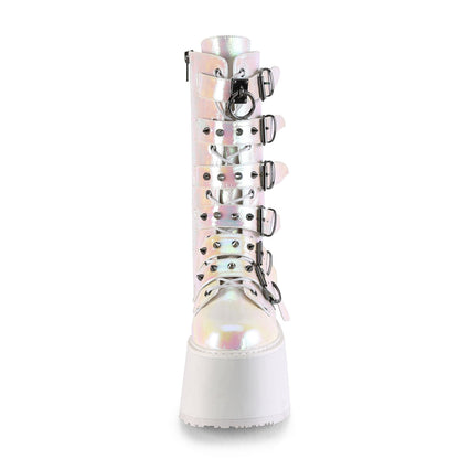 DAMNED-225 Demonia Cult Pearl Iridescent Alternative Knee High Boots
