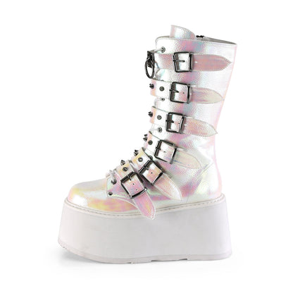 DAMNED-225 Demonia Cult Pearl Iridescent Alternative Knee High Boots