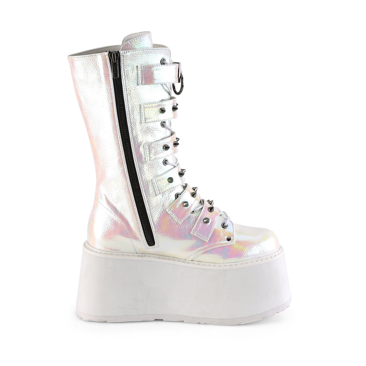 DAMNED-225 Demonia Cult Pearl Iridescent Alternative Knee High Boots