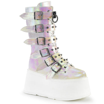 DAMNED-225 Demonia Cult Pearl Iridescent Alternative Knee High Boots
