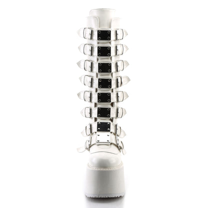 Demonia DAMNED-318 White Platform Knee High Boots