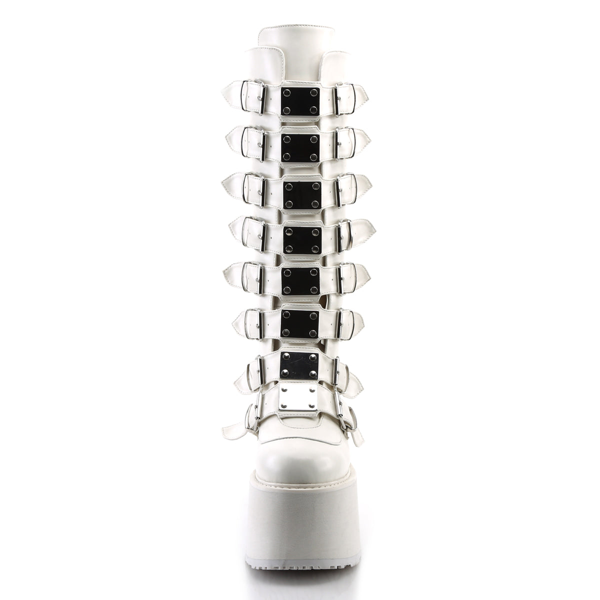 DAMNED-318 Demonia Cult White Alternative Knee High Boots
