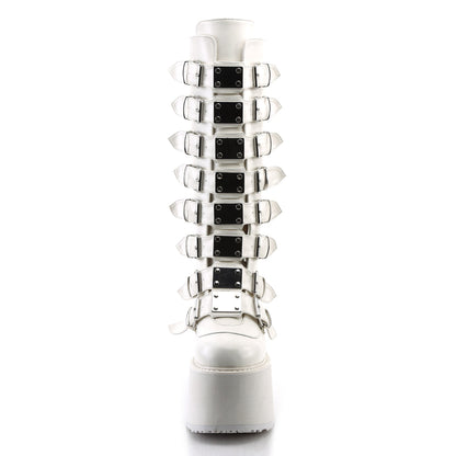 DAMNED-318 Demonia Cult White Alternative Knee High Boots