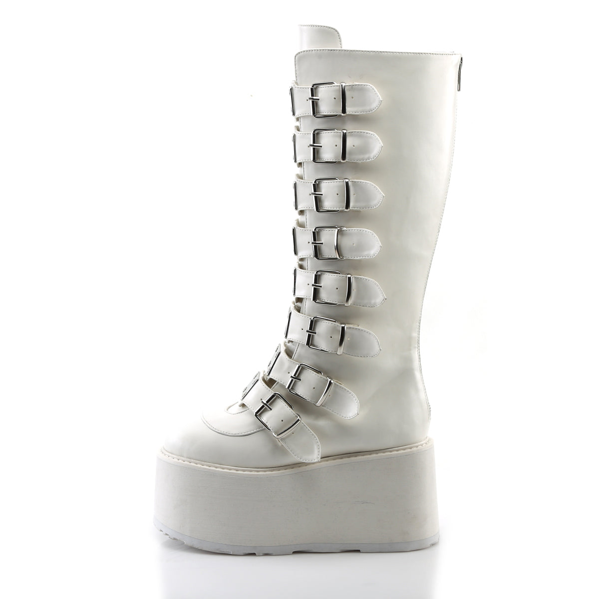 DAMNED-318 Demonia Cult White Alternative Knee High Boots