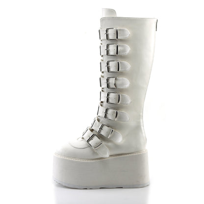 DAMNED-318 Demonia Cult White Alternative Knee High Boots