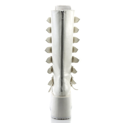 DAMNED-318 Demonia Cult White Alternative Knee High Boots