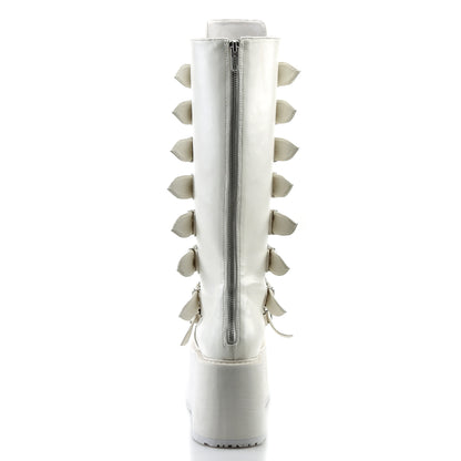 Demonia DAMNED-318 White Platform Knee High Boots