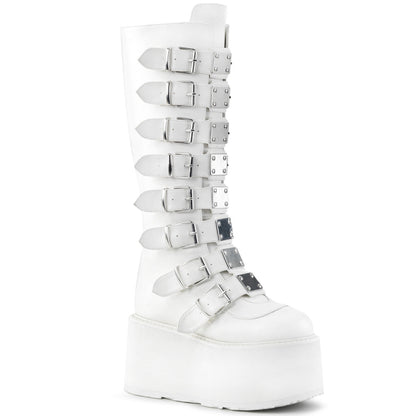 DAMNED-318 Demonia Cult White Alternative Knee High Boots