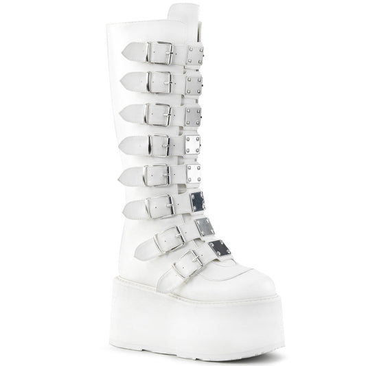 DAMNED-318 Demonia Cult White Alternative Knee High Boots