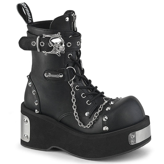 DANK-57 DemoniaCult Black Vegan Leather Sexy Women's Ankle Boots (Alternative Footwear)