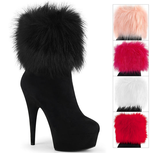DELIGHT-1000 Pleaser Black 6 Inch Exotic Dance Ankle Boots Black Faux Suede Black Faux Suede
