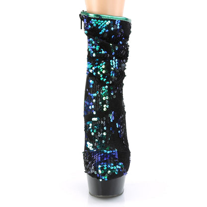 DELIGHT-1004 Pleaser Green Sequins 6 Inch Pole Dance Ankle Boots