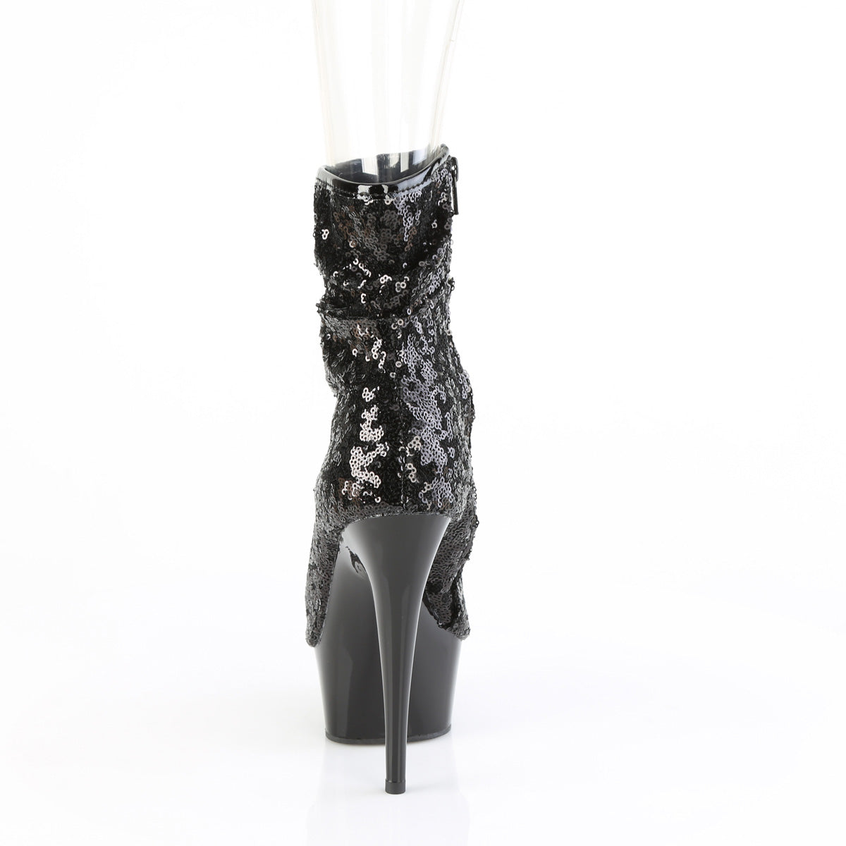 DELIGHT-1008SQ Pleaser Black Sequins 6 Inch Glamour Models Ankle Boots