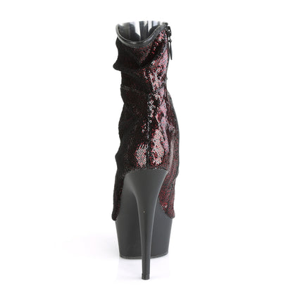 DELIGHT-1008SQ Pleaser Burgundy 6 Inch High Impact Ankle Boots