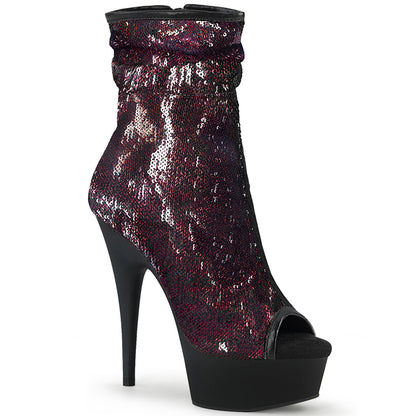 DELIGHT-1008SQ Pleaser Burgundy 6 Inch High Impact Ankle Boots