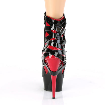 DELIGHT-1012 Pleaser Black Red 6 Inch Pole Dance Ankle Boots