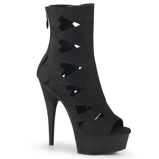 DELIGHT-1014 Pleaser Black 6 Inch Pole Dancer Ankle Boots Black Faux Suede Black Matte